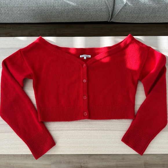 Reformation Sweaters - Reformation Millie Cashmere Off The Shoulder Cardigan Red - Size L